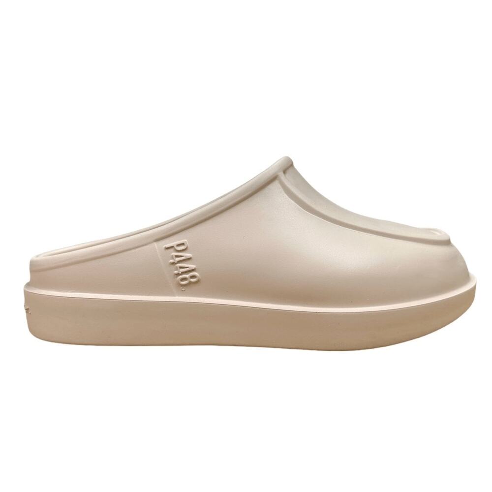 P 448 ITALY WHITE RUBBER PLATFORM ROUND TOE SANDALS MULES SHOES Sz 40‎
